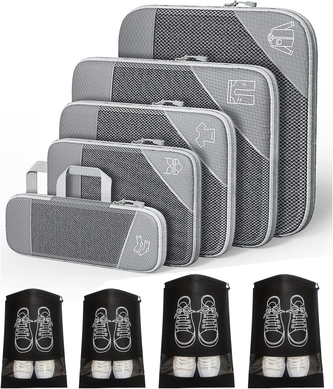 Ruimtebesparende Compressie Inpak Cube Set – 9 Stuks Bagage Organizers