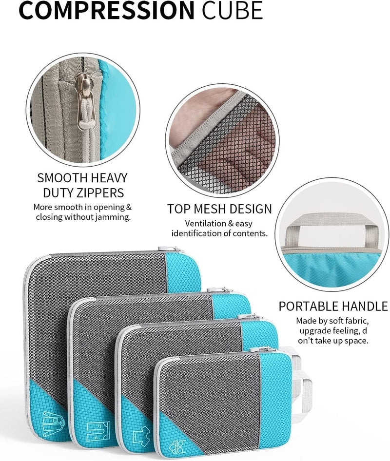 Ruimtebesparende Compressie Inpak Cube Set – 9 Stuks Bagage Organizers