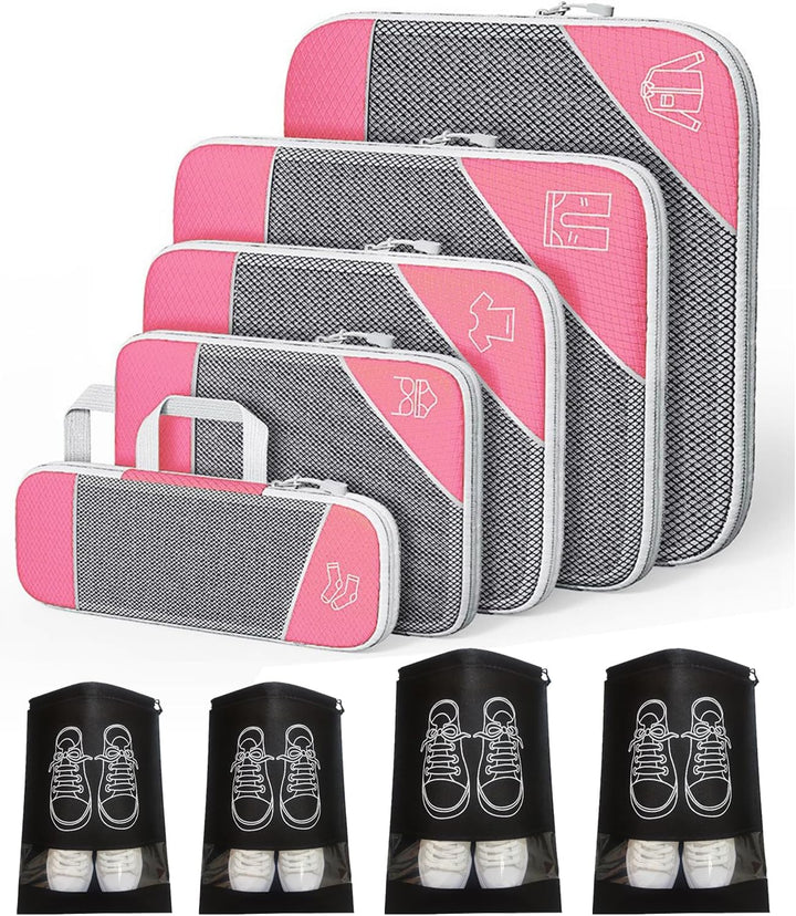 Ruimtebesparende Compressie Inpak Cube Set – 9 Stuks Bagage Organizers