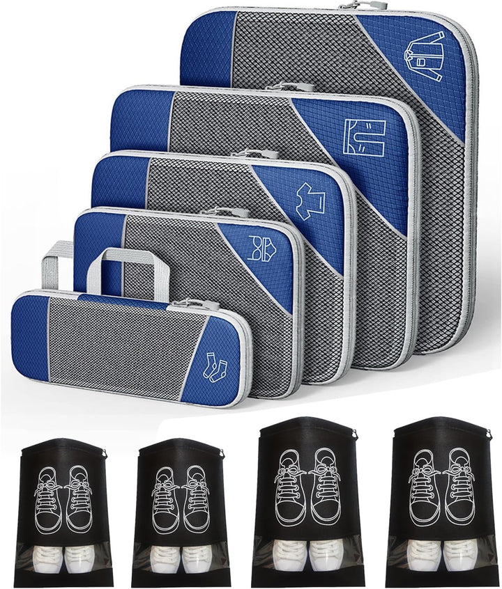 Ruimtebesparende Compressie Inpak Cube Set – 9 Stuks Bagage Organizers