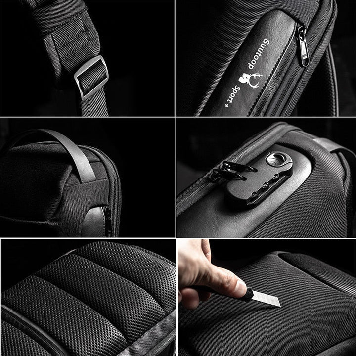 Compact Waterbestendige Schoudertas voor Mannen – Diefstalpreventie met USB-Poort