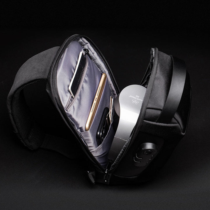 Compact Waterbestendige Schoudertas voor Mannen – Diefstalpreventie met USB-Poort