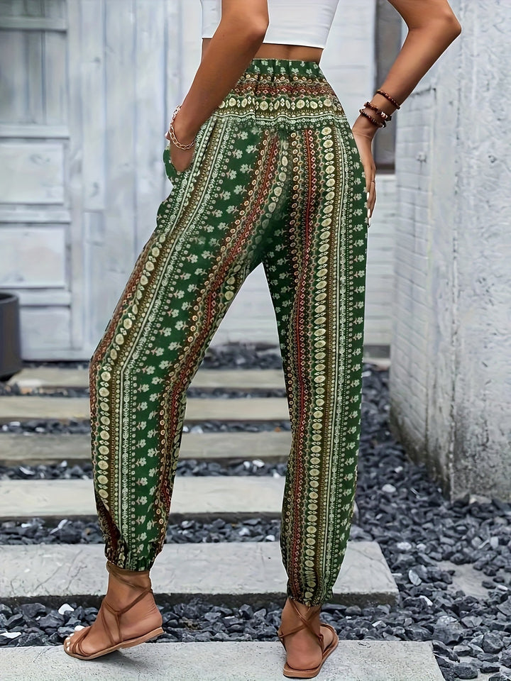 Boho Hoge Taille Damesbroek met Print & Geraffineerde Taille – Linara