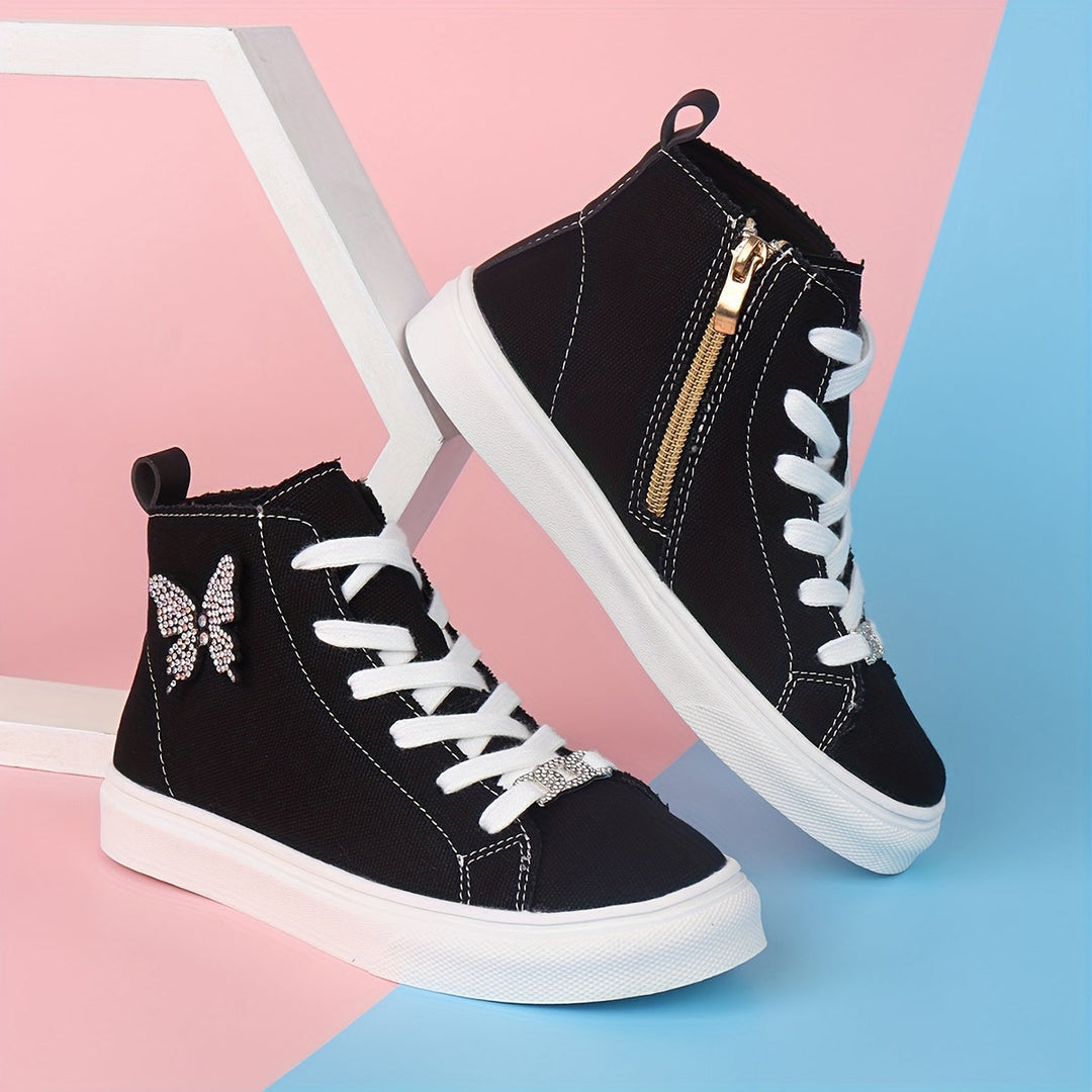 Hoge canvas kindersneakers Lunel| met Vlinderstrik|Stijlvol & Speels