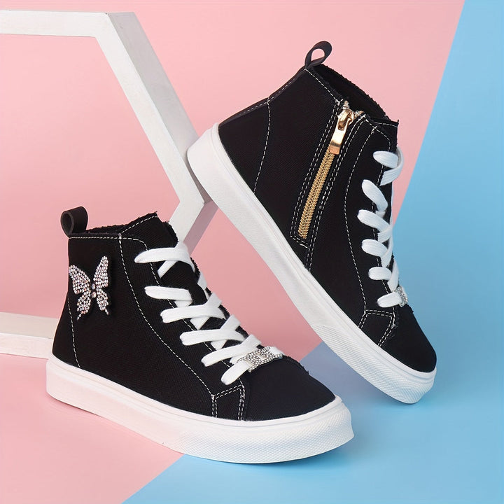 Hoge canvas kindersneakers Lunel| met Vlinderstrik|Stijlvol & Speels