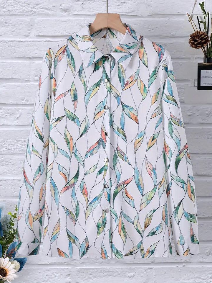 Trendy damesblouse met abstract patroon en knoopsluiting - Marlene