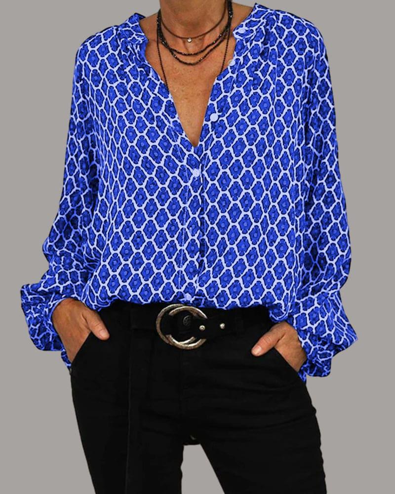 V-Hals Blouse met Lange Mouwen - Elena