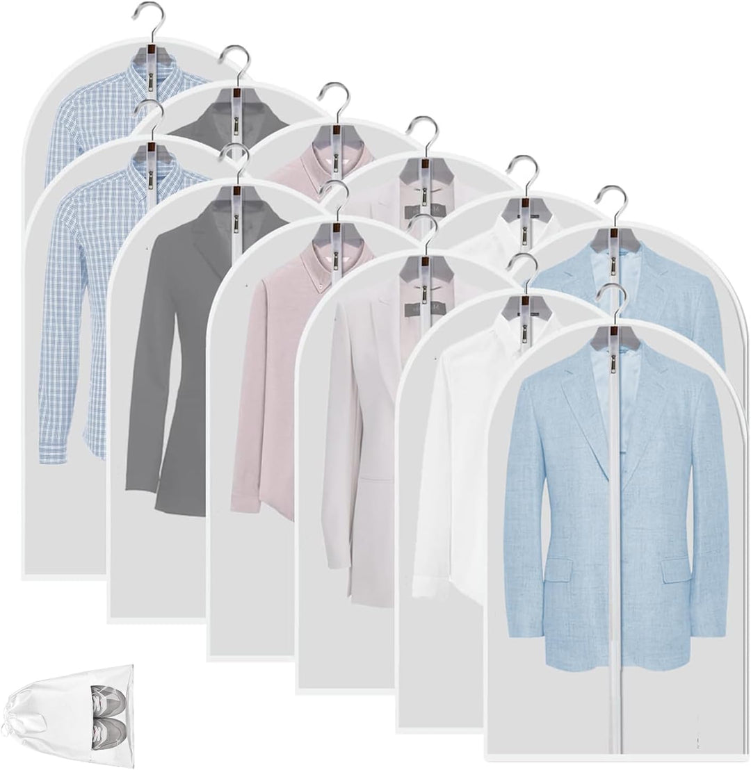 Duidelijke PEVA Kledingopbergzakken – 12 Pack Stofdichte Kledingbeschermers – 1+1 GRATIS
