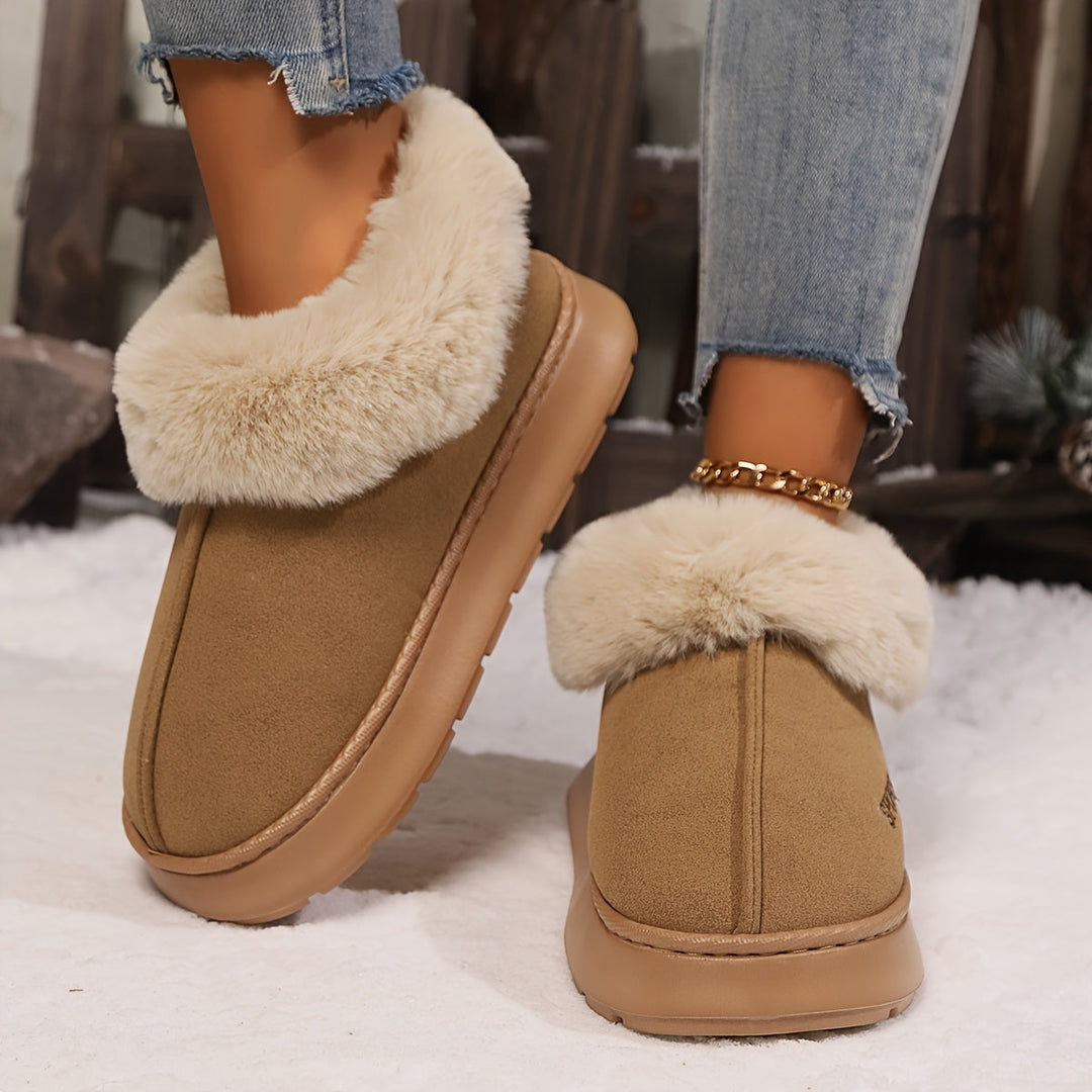 Warme Pluche Dames Pantoffels met Antislip Zool - Sienna