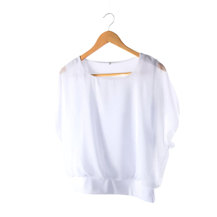 Dames Chiffon Blouse met Ruche Mouwen – Ariana