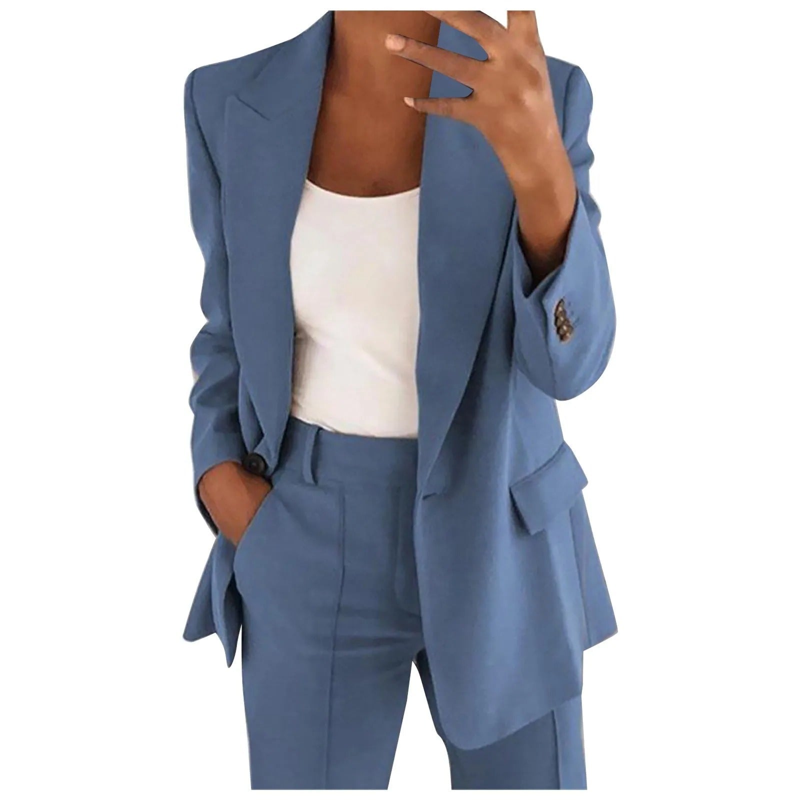 Dames Pak Set met Blazer en Pantalon in Effen Kleur - MiraSet