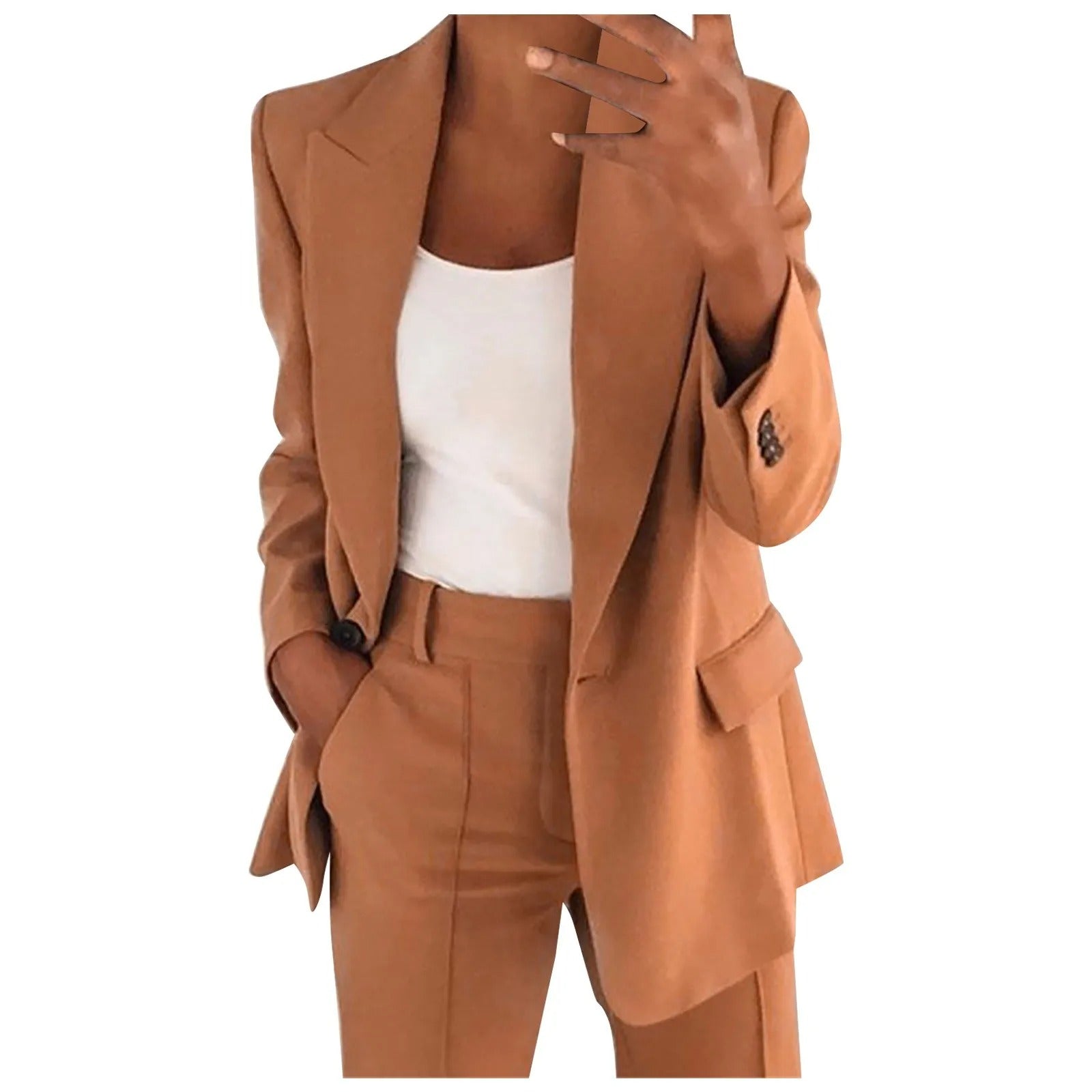 Dames Pak Set met Blazer en Pantalon in Effen Kleur - MiraSet