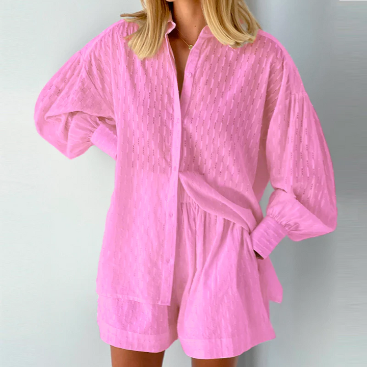 Tweedelige Dames Zomerset met Lantaarnmouwen – Nina