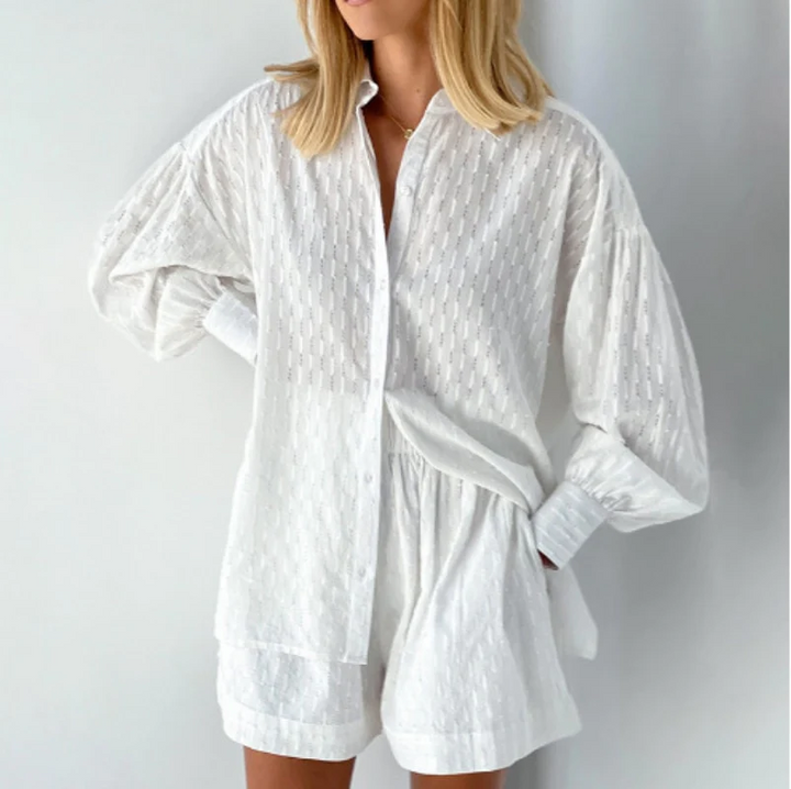 Tweedelige Dames Zomerset met Lantaarnmouwen – Nina