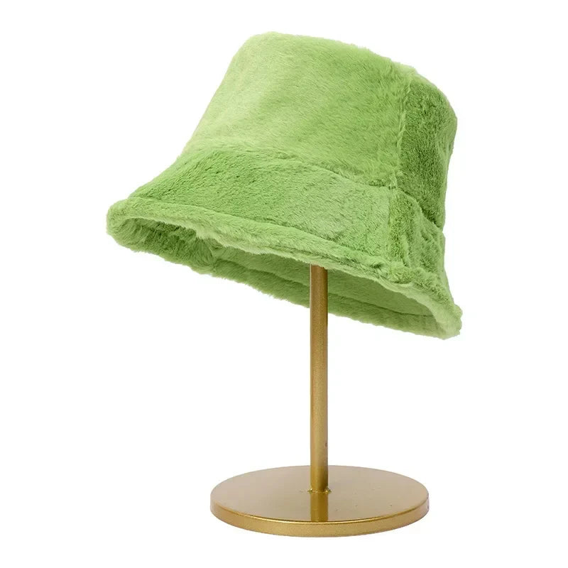 Warme Herfst Bucket Hat van Konijnenbont voor Dames - Lorna