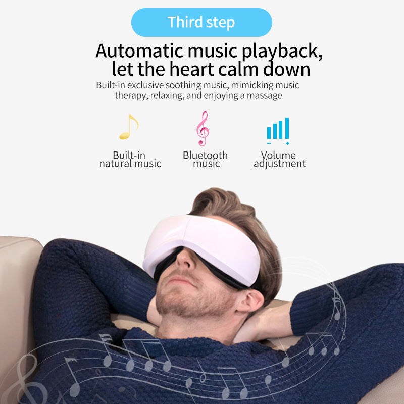 OOGMASSAGE APPARAAT - LUCHTDRUK, TRILLING & WARME COMPRESSIE MET BLUETOOTH MUZIEK