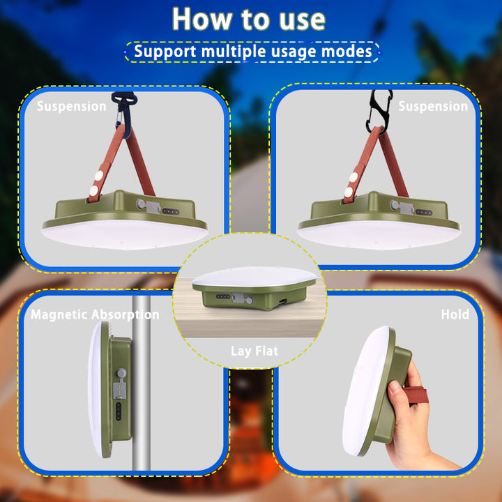 80W LED ZONNE-OPLAADBARE CAMPINGLAMP MET MAGNEET EN ZOOMFUNCTIE