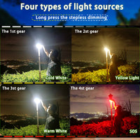 80W LED ZONNE-OPLAADBARE CAMPINGLAMP MET MAGNEET EN ZOOMFUNCTIE