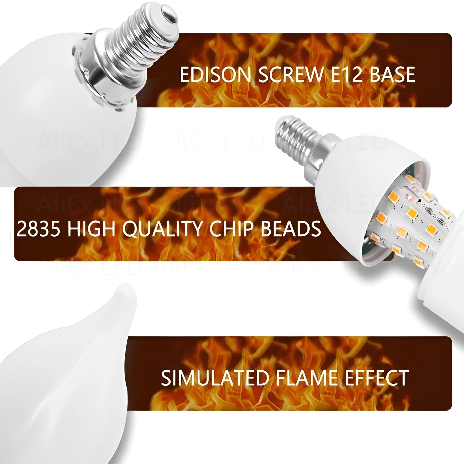 USB LED FLAME EFFECT LAMP - 9W SIMULATED FLAME BULB