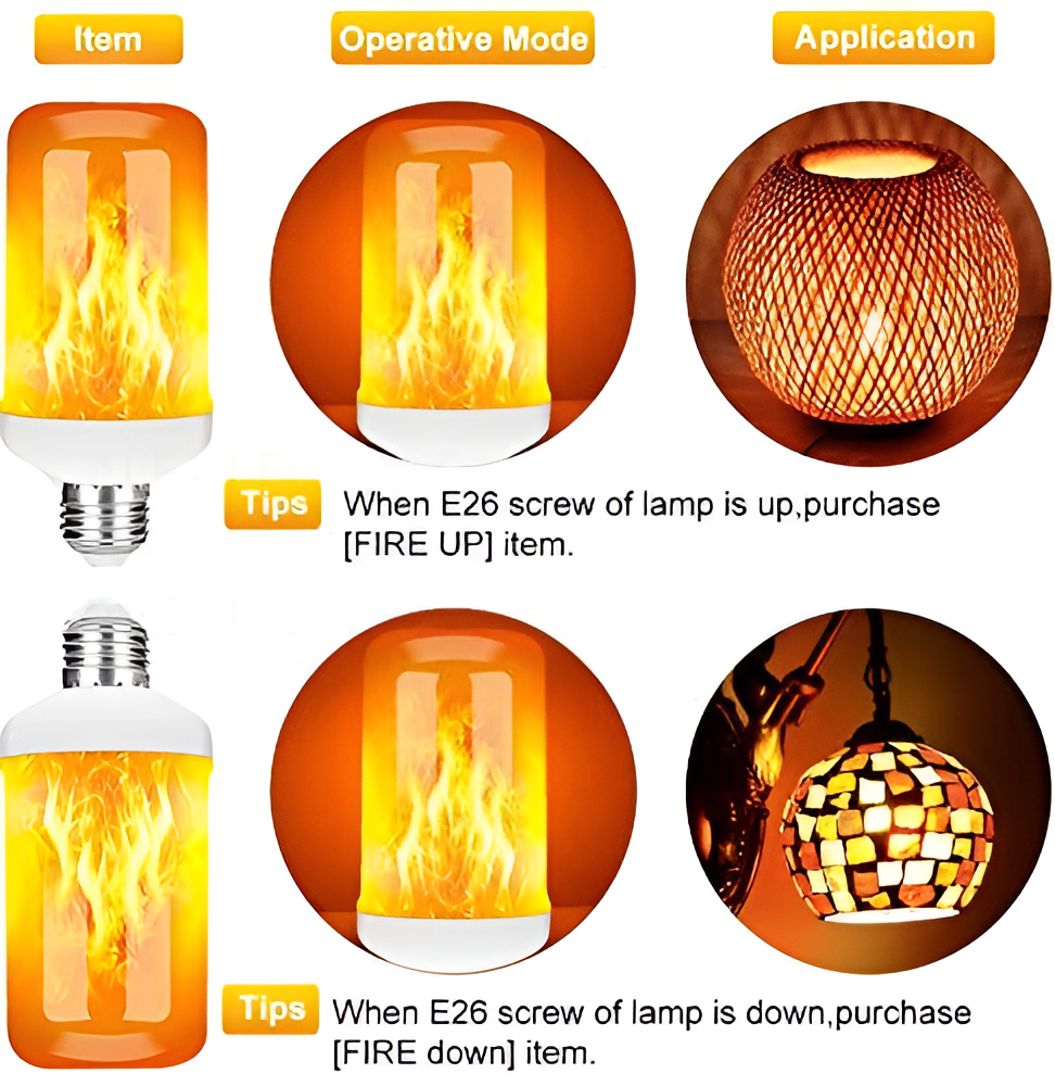 USB LED FLAME EFFECT LAMP - 9W SIMULATED FLAME BULB