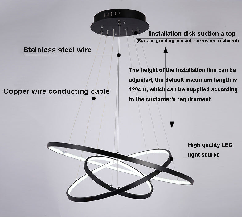 MODERNE HANGLAMP MET LED RINGEN | 60CM 80CM 100CM VOOR WOONKAMER & EETKAMER