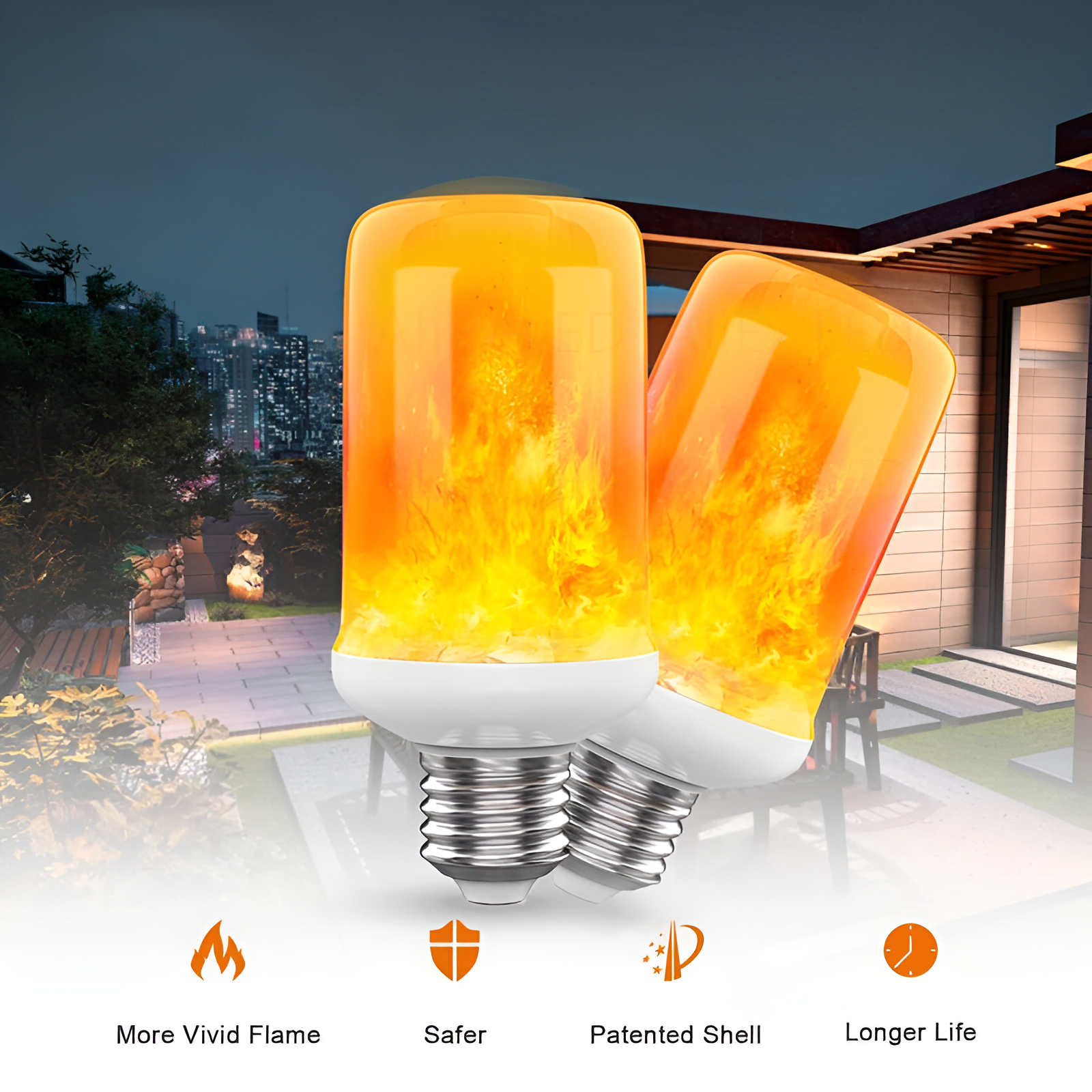 USB LED FLAME EFFECT LAMP - 9W SIMULATED FLAME BULB