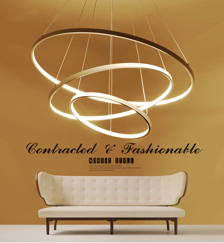 MODERNE HANGLAMP MET LED RINGEN | 60CM 80CM 100CM VOOR WOONKAMER & EETKAMER