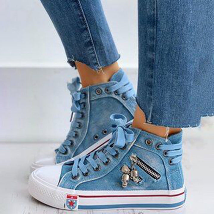 Trendy Hoge Denim Dames Sneakers – Selina