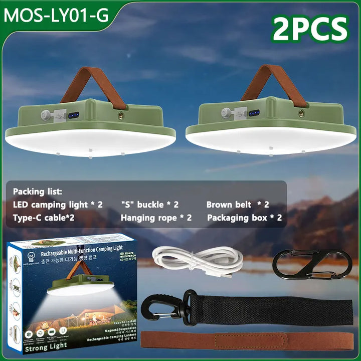 80W LED ZONNE-OPLAADBARE CAMPINGLAMP MET MAGNEET EN ZOOMFUNCTIE
