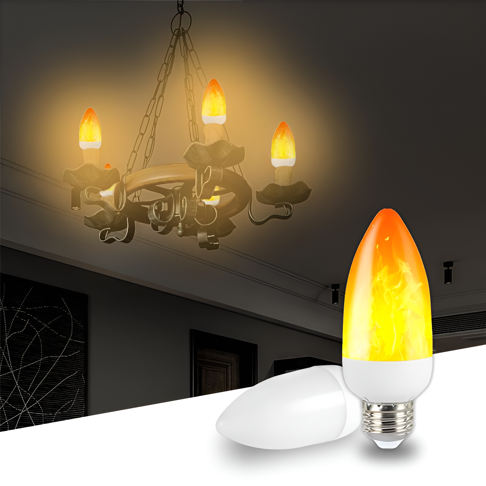 USB LED FLAME EFFECT LAMP - 9W SIMULATED FLAME BULB