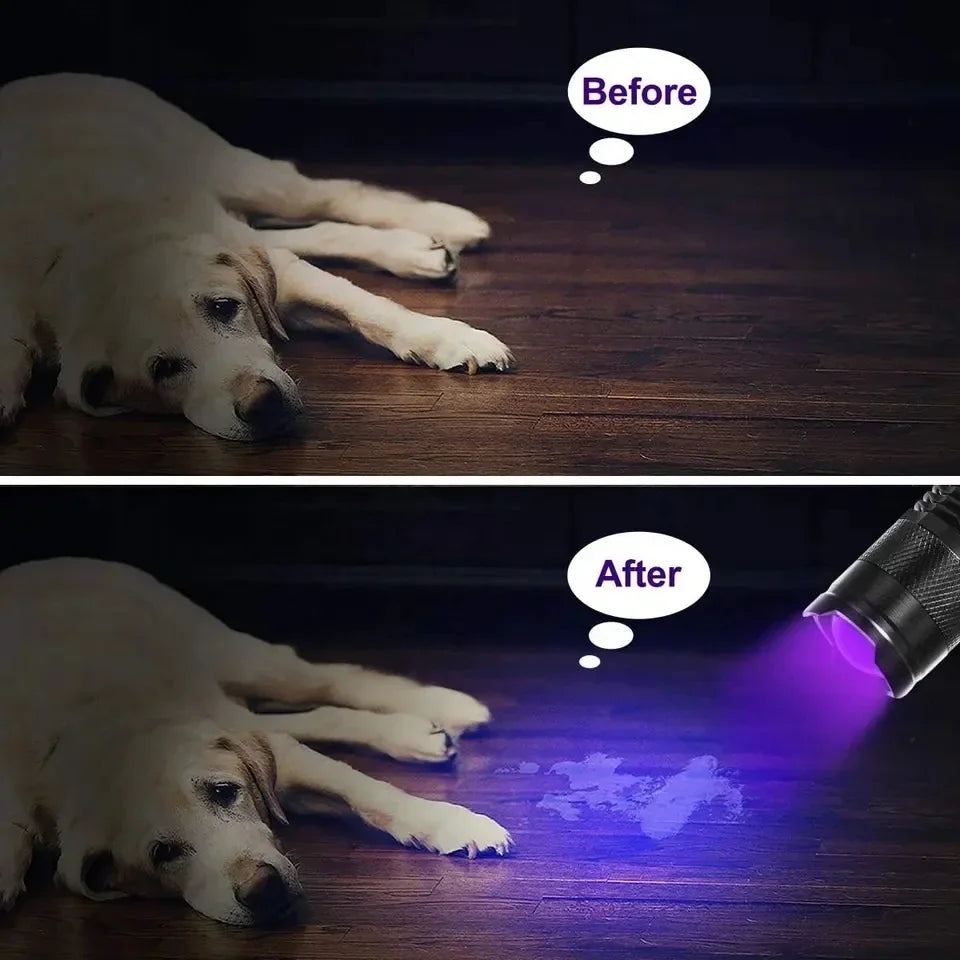LED UV ZAKLAMP - ULTRAVIOLET INSPECTIELAMP VOOR HUISDIER URINEVLEKKEN EN STAIN DETECTIE