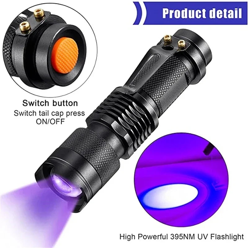 LED UV ZAKLAMP - ULTRAVIOLET INSPECTIELAMP VOOR HUISDIER URINEVLEKKEN EN STAIN DETECTIE