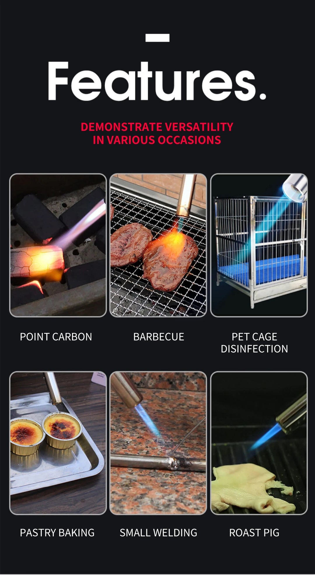 DRAAGBARE METALEN BUTAAN GASTOORTS – BBQ, KAMPEREN EN KOKEN VLAMPISTOOL