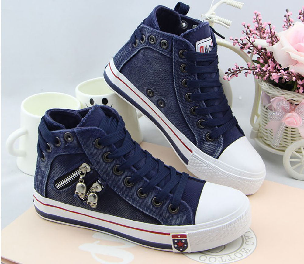 Trendy Hoge Denim Dames Sneakers – Selina
