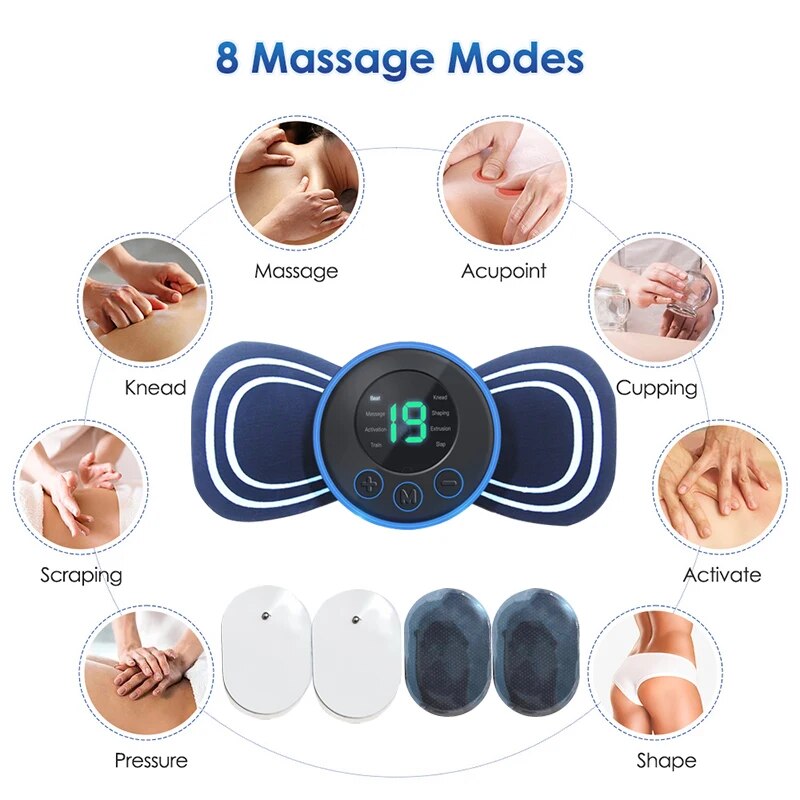 DRAAGBARE ELEKTRISCHE MINI NEK MASSAGER MET PAD & AFSTANDSBEDIENING | INTELLIGENT MASSAGEAPPARAAT