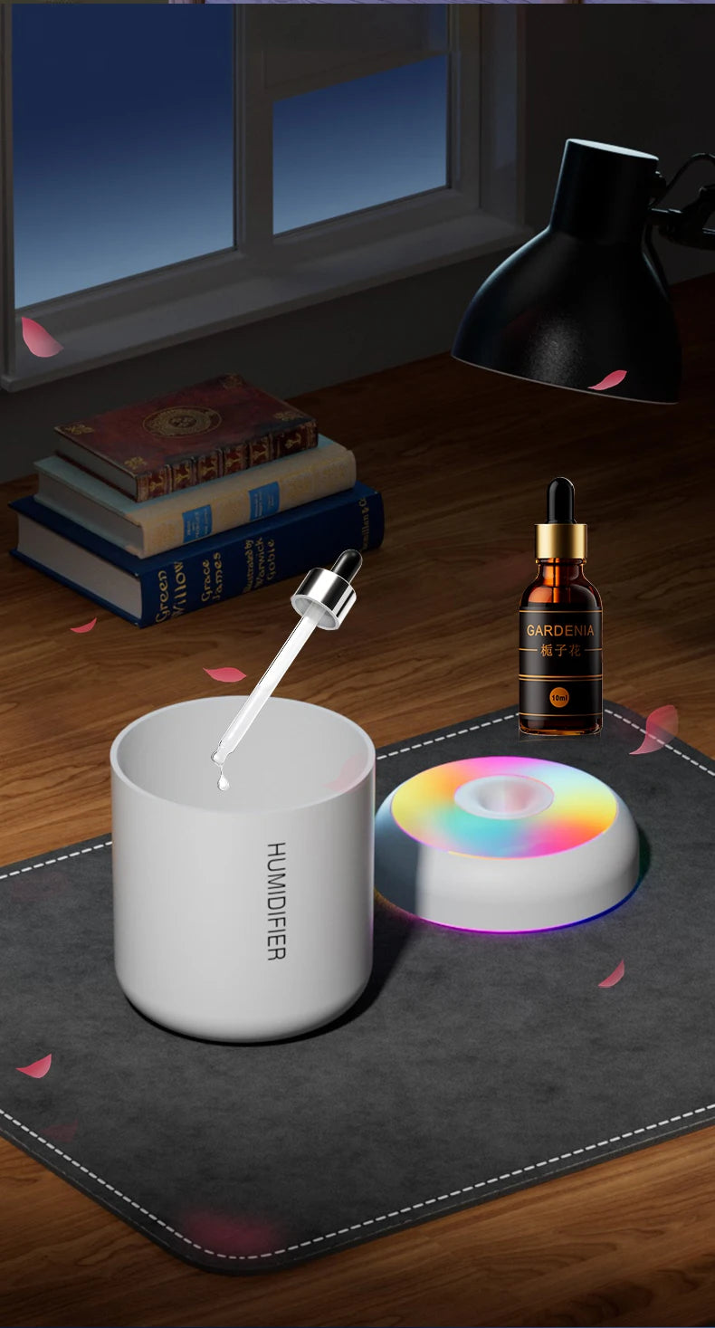 MINI LUCHTBEVOCHTIGER MET AROMATHERAPIE - USB AANGEDREVEN - PERFECT VOOR AUTO EN SLAAPKAMER