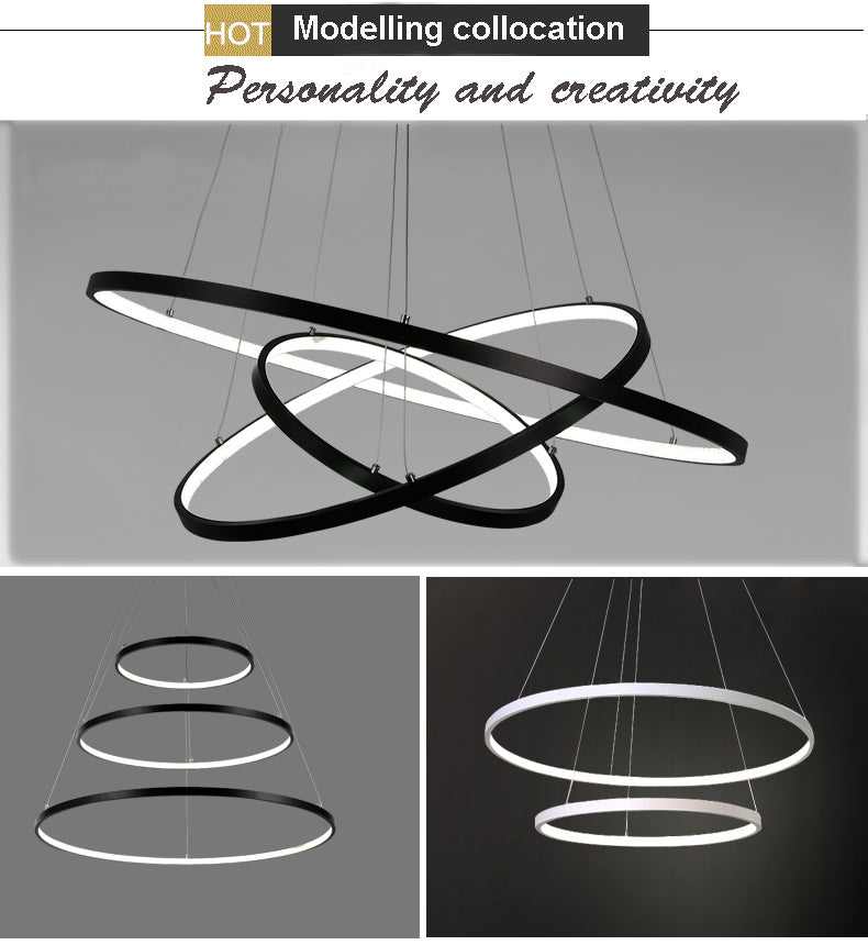 MODERNE HANGLAMP MET LED RINGEN | 60CM 80CM 100CM VOOR WOONKAMER & EETKAMER