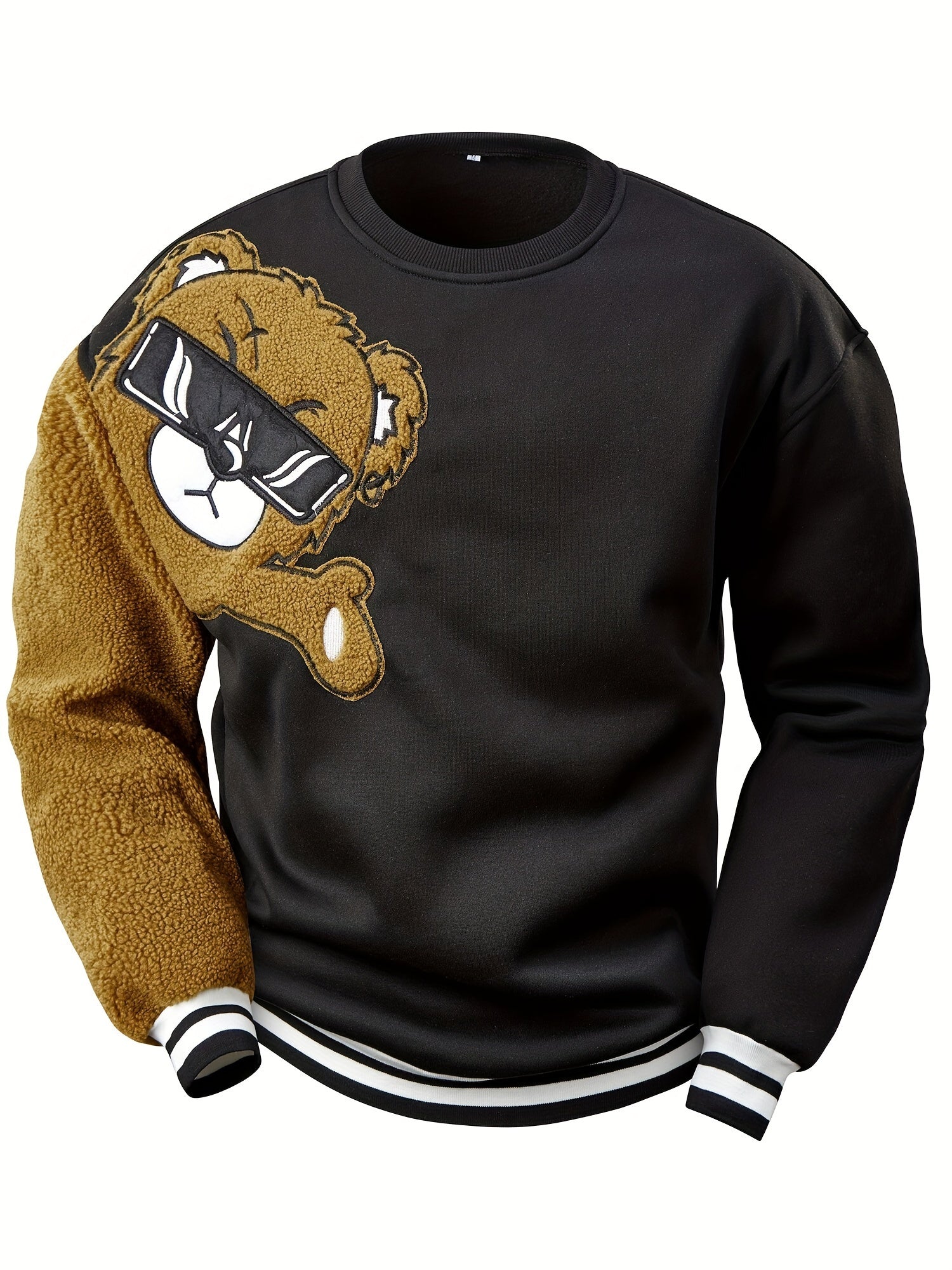 Heren Sweatshirt met Geborduurde Cartoonbeer - Jasper