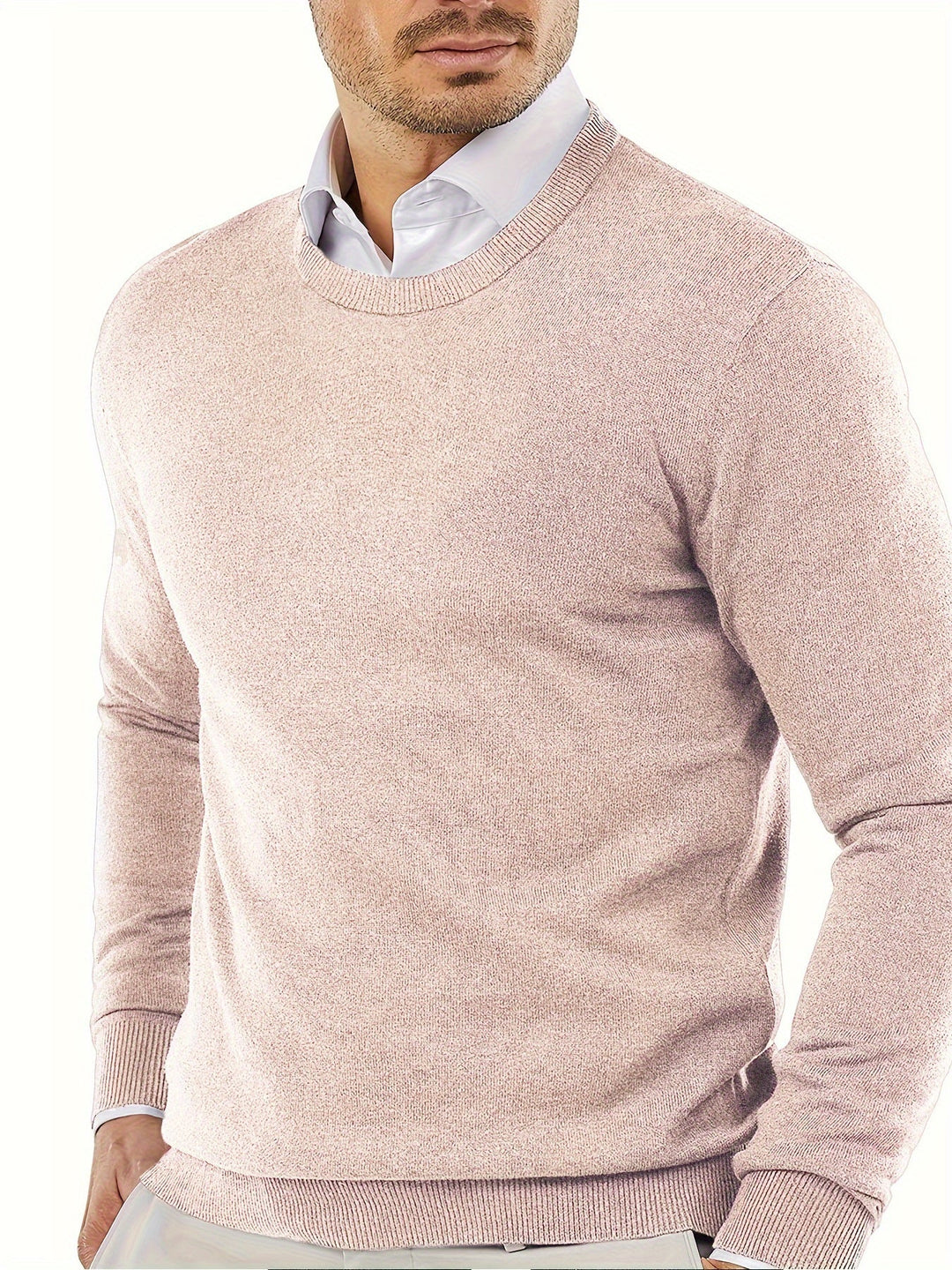 Modny sweter dziany z okrągłym dekoltem - Dante