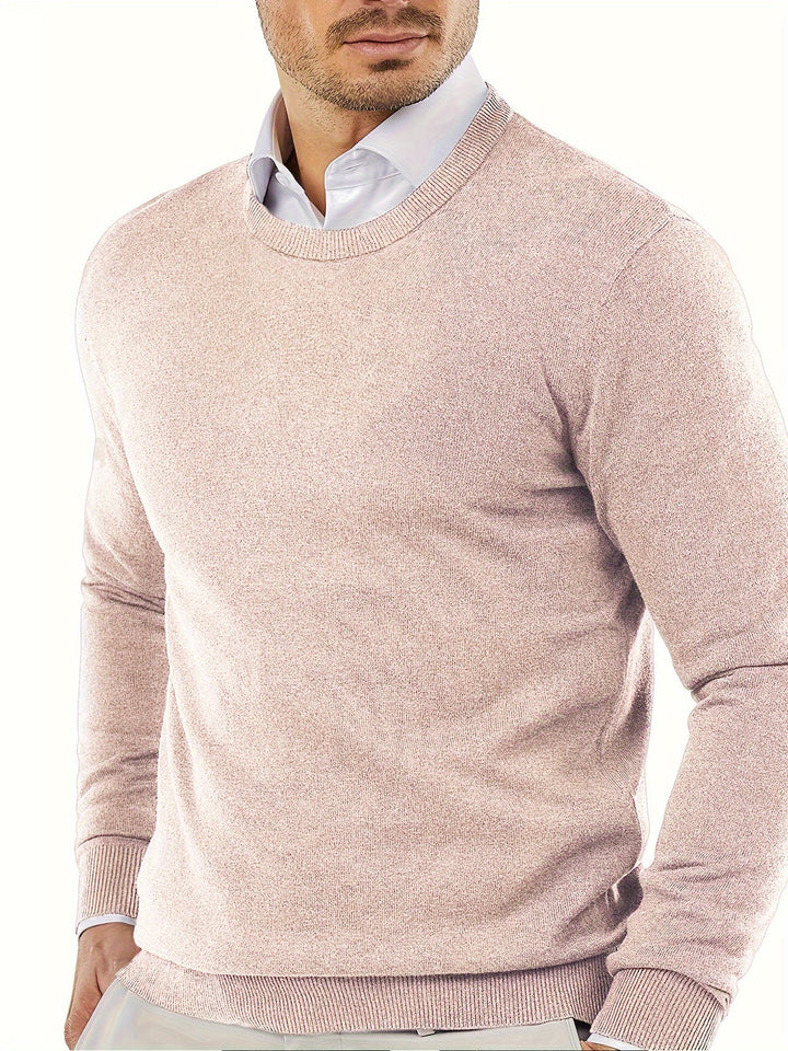 Modny sweter dziany z okrągłym dekoltem - Dante