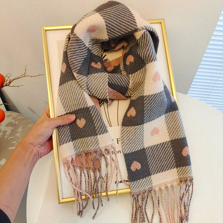Geruite Dames sjaal van polyester voor de herfst & winter – Aurelie