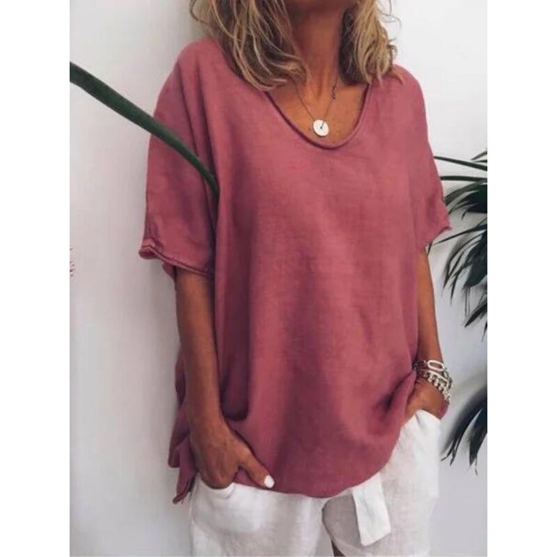Oversized lniany damski T-shirt – Elin