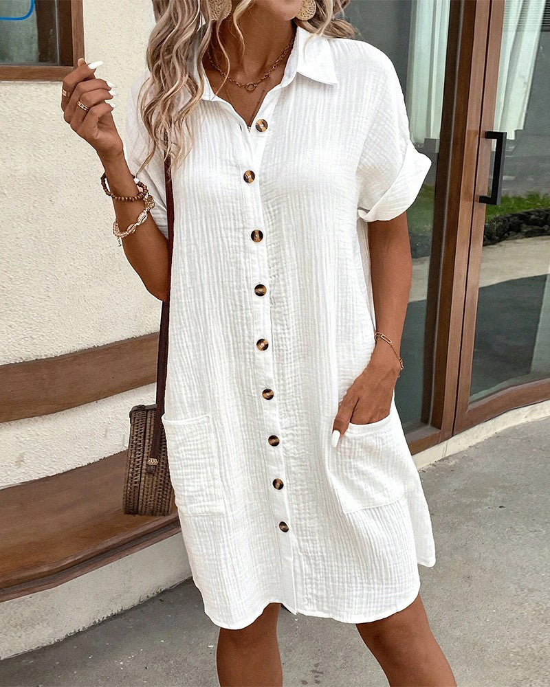 Zomerjurk met Knoopsluiting en Korte Mouwen – Lotte