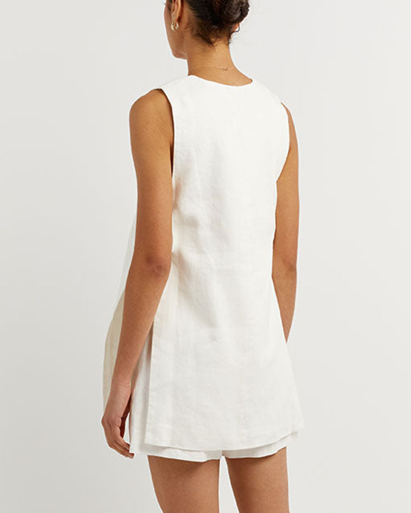 Dames Zomerset met Mouwloze Gilet en Hoge Taille Shorts – Sylvie