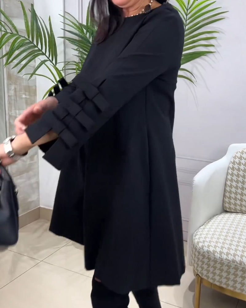 Casual Zwarte Jurk met Lange Mouwen - Nora