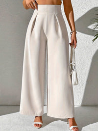 Beige High-Waist Wide-Leg Broek voor Dames - Yara