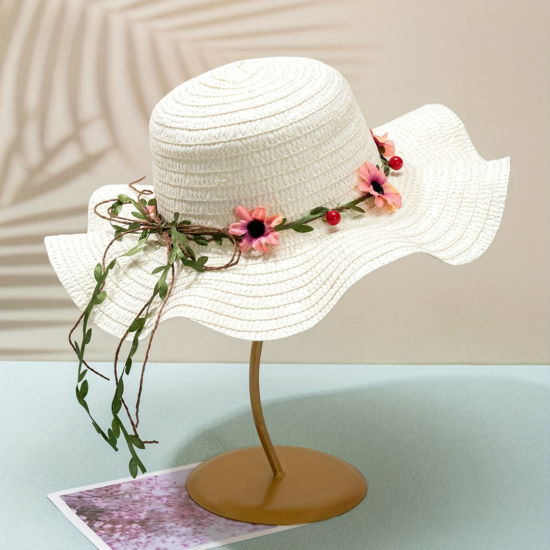 Dames Zomer Strohoed met Bloemen- en Fruitdetails – Solène