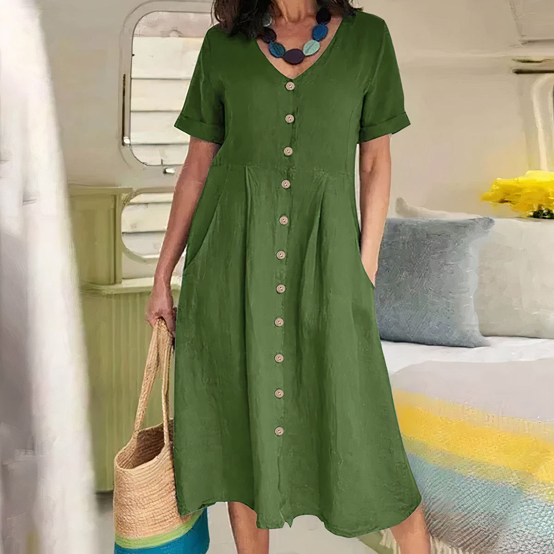 Casual Katoen-linnen Zomerjurk – Noor