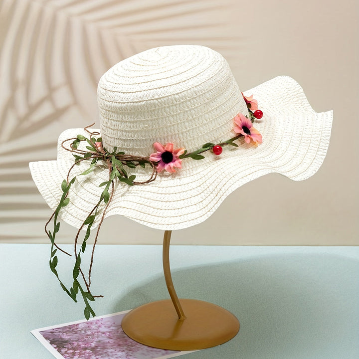 Dames Zomer Strohoed met Bloemen- en Fruitdetails – Solène