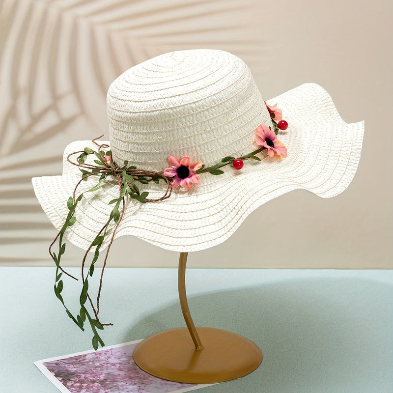 Dames Zomer Strohoed met Bloemen- en Fruitdetails – Solène